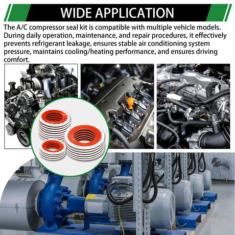AC Compressor Port Bonded Seal Gasket Kit With 160 Seal Washers In Six Sizes For Auto AC Repair And Replacement So You Can Fix Leaks Fast No BS Guaranteed, NBR washers in engine applications