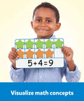 Child using Magnetic Ten Frame Set With Colorful Counters And Dry Erase Markers for hands-on math in kindergarten.