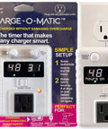 Battery Charger Timer With Set It And Forget It Dial System For Off Up To 99 Days And On For 1 To 99 Hours Ideal For Golf Carts RVs Jump Starters Mobility Scooters Generators And Power Tools Patented ETL Certified in packaging and plugged into outlet