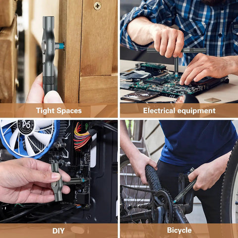 24 In 1 Magnetic Screwdriver Set With Detachable Ratchet Handle used for furniture, electronics, DIY, and bicycles