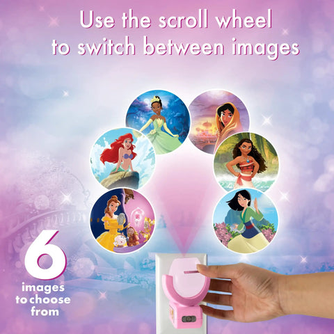 LED Kids Night Light With Projector And Dusk To Dawn Sensor Projects Six Princess Images Belle Jasmine Ariel Moana Tiana And Mulan