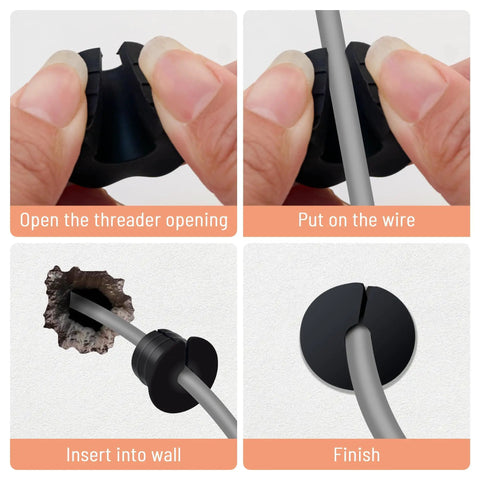 Demonstration of No Fuss Cable Routing Kit For Satellite Internet Cables 1 Inch Wall Hole Grommet Set Silicone Wall Pass Through