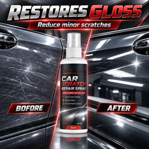 Two Pack Universal Car Scratch Repair Spray Neutralizes Gnarly Surface Scuffs Fast With A Protective Blend shown in 30ml bottle.