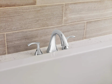 Two Handle Roman Tub Faucet Trim Kit In Chrome Finish Valve Not Included High Rise Slip On Spout 3 Hole 8 To 12 Inch