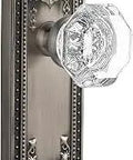 Parthenon Plate With Chambord Crystal Knob Single Dummy Interior Door Hardware Antique Pewter Finish For Interior Doors