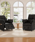 Power Recliner Chair With Heat And Massage, Linen Electric Recliner Sofa With Remote, 180 Degree Lay Flat, Dark Grey in living room