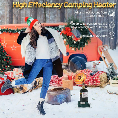 Portable Propane Heater 6200 BTU For Outdoor Camping And Hunting With Windproof Lighter Cordless Gas Heater in winter setting