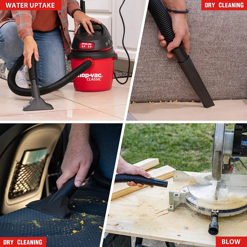 Two Point Five Gallon Wet Dry Vacuum With 2.0 Peak HP Power Portable Compact Shop Vacuum With Top Handle Wall Bracket in use at home