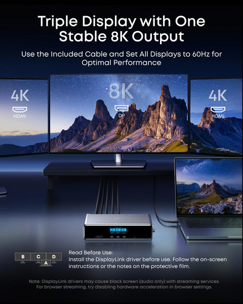 Prime Docking Station With Fourteen Ports For A Slick Triple 4K 60Hz Setup With DisplayLink 140W Max Power Delivery