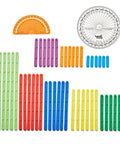 AngLegs Geometry Manipulatives Set With Protractors For Classroom Use, Hands On Angles And Polygons, 8 Adjustable Strips, Montessori Tools