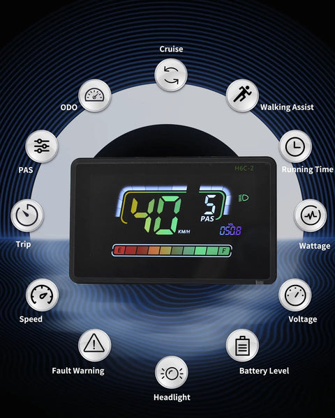 Ebike LCD Display With UART No 2 Protocol Colorful Bike Computer App Connectivity And USB Charging Port Panel Screen Speedometer Odometer 6 Pin Dope Color Display For Everyday Commuters