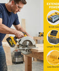 Rock Solid Heavy Duty 2 Pack 8 Ah Rechargeable Lithium Ion Battery Compatible With DeWalt 20V Max Power Tools For Drills And Impact Drivers Baked To Last Long Hours So You Can Finish The Job Without Breaking A Sweat in use with circular saw.