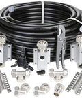 Three Quarter Inch By 100 Feet HDPE Tubing Garage Air Piping System With Aluminum Outlet Blocks 37 Piece Kit For Air Compressors