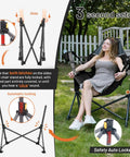Woman relaxing in Big Ol Oversized Hammock Camping Chair For Outdoors Ultra Comfort Up To 400 Lbs with adjustable backrest in garden