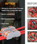 60 Piece Wire Connector Kit For 28-12 AWG Wire Inline Lever Push In Quick Connectors 1 To 1 Splice Nuts, before and after comparison