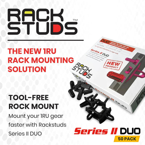 No Sweat 1RU Rack Mount Studs And Cage Nut Replacement Kit For Rapid Server Hardware Setup featuring a 50 pack of black mounting pins.