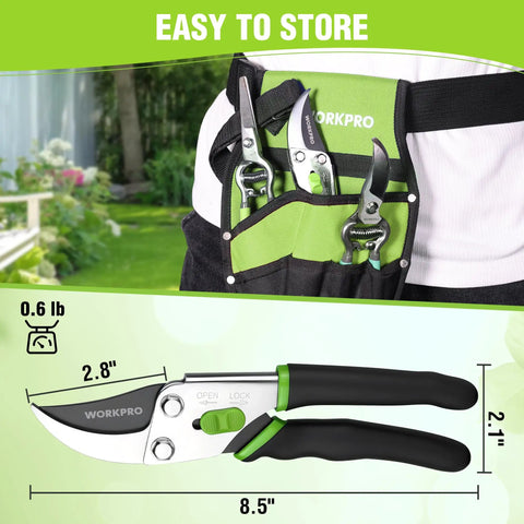Bypass Pruning Shears 8.5 Inch With Non Slip Grip Handle, Pro Grade Garden Clippers Made From High Carbon Steel For Branches