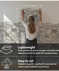 Person installing 3D Faux Stone Wall Panels Grey Wild Boulder Pack of 10 Lightweight PVC Tiles 17.5 x 23.75 in