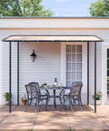 10x6 Lean To Gazebo With Water Resistant And UV Resistant Canopy Wall Mounted Sloped Roof Awning For Patio Backyard Deck Or Garden Khaki