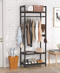Robust Set Of 10 Heavy Duty Clothes Rack With Shelf And Hanging Rod in industrial style, showcasing clothes and accessories.