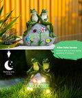 Solar Frog Garden Statue With Realistic Succulent And 7 LED Lights, Outdoor Lawn Decor for Patio Balcony Yard at night