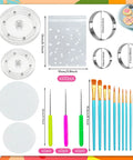 123 Piece Cookie Decorating Kit With Large Acrylic Turntables Non Slip Silicone Mats Piping Bags And Detailed Decorating Brushes For Cakes Cupcakes, includes acrylic turntables, piping tools, and brushes.