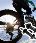 Mountain biker on snow with Beefy Fat Tire Mountain Bike Hub Set for 26x4.0 Snow Biking Front 135mm Rear 190mm