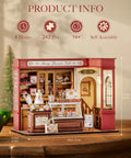 Vintage French Dessert Shop Miniature Dollhouse Kit With LED Light One 18 Scale Wooden Diorama Model For Adults display