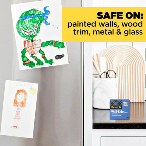 Legit Wall Safe Tape With Smooth Hold Go To Removable Rolls For Hanging Frames And Wall Decor Easy Peasy Peel And Stick Zero Damage Promise two drawings on fridge