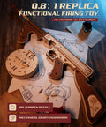 3D Wooden Puzzle Kit For Adults 275 Pieces Submachine Shooter With Rubber Band Firing DIY model on wooden table