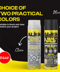 Heavy Duty Liquid Sealant Spray Two Pack in black and clear for versatile projects, 14oz bottles, perfect for home or DIY use.