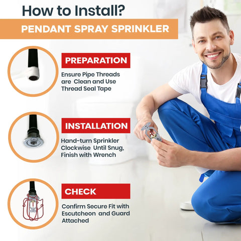 How to install Top Notch Chrome Fire Sprinkler Head Pendant Spray Kit With Half Inch Npt Threading, showcasing step-by-step guide.