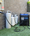 Dual Fuel 16,000 Watt Portable Inverter Generator For Power On The Go With Gas And Propane, Remote Electric Start outside building
