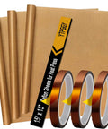 Three Pack Nonstick Teflon Sheets for Heat Press 15x15 and Three Rolls 10mm Heat Transfer Tape Sublimation Kit PTFE Shield