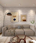 Living room with Brick Wallpaper Peel And Stick 3D Faux Brick Self Adhesive Removable Wallpaper Backsplash For Walls White And Gray
