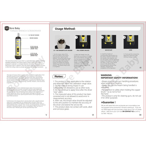 Dead Nuts Precise Torque Screwdriver Featuring Audible Click Factory Calibration 10 To 70 Inch Pounds user manual and instructions