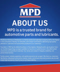 MPD About Us text explaining the company's history and commitment to quality in automotive parts and lubricants