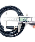 Measuring M12 12 Pin Male Connector Cable A Code Straight Molding Wire 2M AWG26 PVC Jacket with caliper, shows 4.581mm