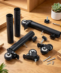 Top Tier Heavy Duty Table Leg Extenders With Casters Four Pack Adjustable Height Risers steel components and lockable roller casters