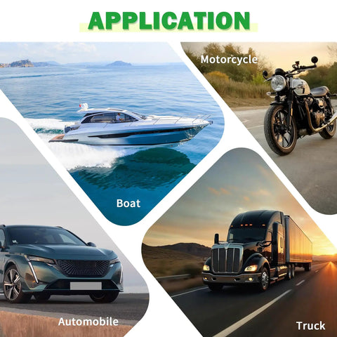 Application of DT 2-Pin Waterproof Automotive Wire Connector Kit on boat, motorcycle, automobile, and truck.