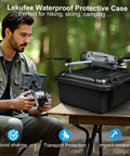 Man using DJI Mavic 4 Pro drone with Waterproof Hard Case With Custom Foam Insert for secure transport outdoors.
