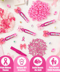Breast Cancer Awareness Duck Cheer Pins Kit for Volleyball Squad and Team Spirit Crafting Includes 60 Rose Red Wooden Clothespins 60 Rose Red Mini Ducks 60 Pink Ribbon Charms 60 Ribbon Bows Five Bags of Letter Beads Fight and a Glue Tube: pink ribbon craft set with bows, ducks, pins, charms