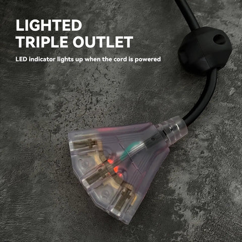 Retractable Extension Cord Reel With 45 Ft Heavy Duty 12 AWG 3C SJTOW Cord 15 Amp Circuit Breaker Lighted Triple Tap