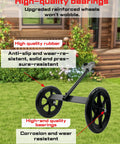 Heavy Duty String Trimmer Support Wheel With 20 Inch Adjustable Height That Takes The Edge Off Your Lower Back Pain Fits 0.98 To 1.34 Inch Shafts On Gas Or Electric Brush Cutters Gives You Gotta Love This Ridiculously Solid Grip showing high-quality rubber wheels with upgraded bearings in garden