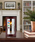 Cool Indoor Weather Station With Glass Galileo Thermometer And Five Multicolor Balls From 64F To 80F in Cherry Wood Frame