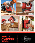 Built Tough 18 Gauge Cordless Brad Nailer And 2 In 1 Electric Stapler For Milwaukee 18V Batteries used in carpentry projects.