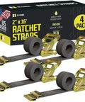 Heavy Duty E Track Ratchet Straps 2 Inch By 16 Foot 4 Pack Cargo Tie Downs With E Track Fittings packaging