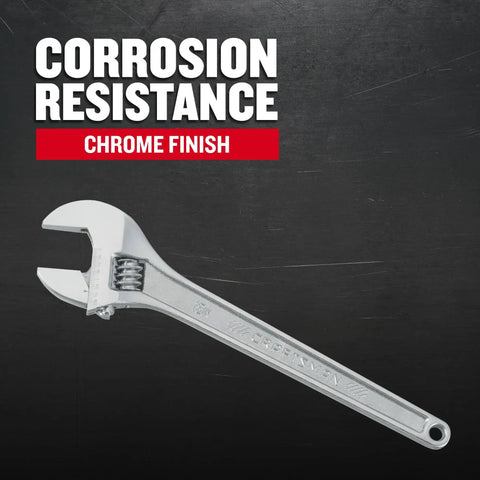 15 Inch Adjustable Wrench With Extra Wide Jaw Opening, Chrome Finish For Corrosion Resistance, Handy SAE And Metric Scale