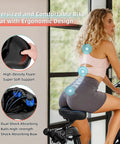 Ultra Wide Memory Foam Bike Seat Cushion For Spin And Exercise Bikes Extra Large 12.6 by 11.4 by 4.7 Inches Thick Cushioned Saddle With Soft Durable Cover Non Slip Red Great For Long Rides, black bike seat