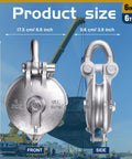 Front and side view of Beefy Yarding Block With Shackle And Pin Snatch Block Pulley For Wire Rope Cable Systems